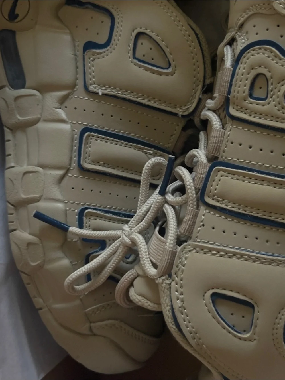 Nike Kids Beige Sneakers with Blue Trim